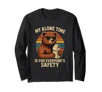 My Alone Time Is For Everyones Safety Funny Bear Retro Manga Larga