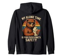 My Alone Time Is For Everyones Safety Funny Bear Retro Sudadera con Capucha
