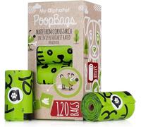 My AlphaPet Bolsas Caca Perro Biodegradables - Respetuosa con el Medio Ambiente - EN13432 La Mejor Valorada - 8 Rollos 120 Bolsitas - Tamaño Grande 23x33cm - Bolsas Caca Perro Anti Goteo