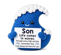 MY-ALVVAYS Regalo para hijo de papá y mamá, regalos de cumpleaños para hijo adolescente, mini tarjeta de aliento positivo para el día a día, regalos inspiradores lindos hechos a mano con ganchillo