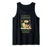 My Anxiety Is Chronic But This Book Is Iconic Frog Camiseta sin Mangas