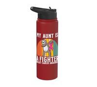 My Aunt Is a Fighter Breast Cancer Awareness Support Gifts Stainless Steel Insulated Water Bottle
