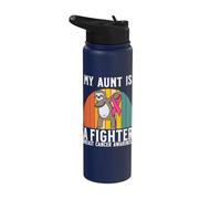 My Aunt Is a Fighter Breast Cancer Awareness Support Gifts Stainless Steel Insulated Water Bottle
