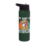 My Aunt Is a Fighter Breast Cancer Awareness Support Gifts Stainless Steel Insulated Water Bottle