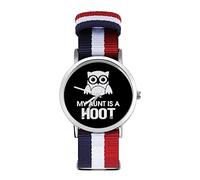 My Aunt is A Hoot - Reloj de pulsera de cuarzo personalizado con números arábigos con correa ajustable para hombres y mujeres, Estilo:, regular, MHXYZHW