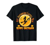 My Australian Cattle Dog Rides Shotgun Halloween Costumes Camiseta gráfica económica