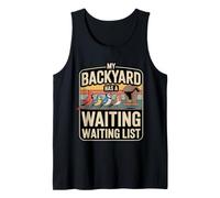 My Backyard Has A Waiting List pájaros jardín Humor Camiseta sin Mangas