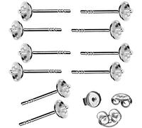 My-Bead 5 pares Soporte perlas 4mm Plata de ley 925 pendientes tachuelas con placa DIY