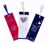 My Berry Own - Marcapáginas San Valentin frases divertidas, marcador de libro colores rojo, blanco, azul con cinta, paquete de 3 unidades