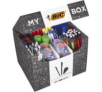 My BIC Box Caja de 124 productos de escritura - 75 bolígrafos, 24 portaminas, 8 cintas correctoras, 7 rotuladores, 8 rotuladores y 2 barras de pegamento blanco (21 g)