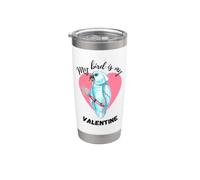 My Bird is My Valentine - Acuarela de cacatúa blanca Vaso térmico de acero inoxidable de doble pared