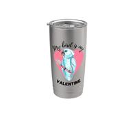 My Bird is My Valentine - Acuarela de cacatúa blanca Vaso térmico de acero inoxidable de doble pared