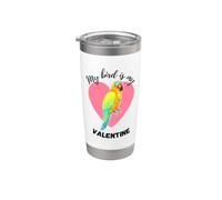 My Bird is My Valentine - Acuarela de periquito de sol Vaso térmico de acero inoxidable de doble pared