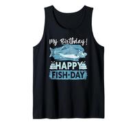 My Birthday! Happy Fish-Day Funny Birthday Fishing Camiseta sin Mangas