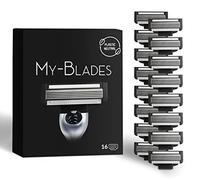 My-Blades® Cuchillas de afeitar compatible con Gillette Mach3, sin plástico, 16 hojas de recambio para afeitar en húmedo, con cuchilla de 5 pliegues