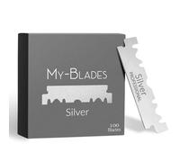 My-Blades® - Silver - 100 hojas de afeitar fabricadas en acero alemán de un solo filo, media hoja templada con hielo para navajas de afeitar y shavette