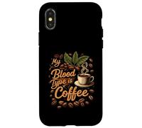 My Blood Type is Coffee Funny Caffeine Lover Design Carcasa para iPhone X/XS