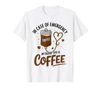 My Blood Type Is Coffee Funny Sarcastic Saying Coffee Lovers Camiseta gráfica económica, Hombre, Blanco, S