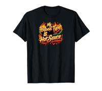 My Blood Type Is Hot Sauce Funny Spicy Chili Pepper Lover Camiseta