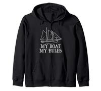 My Boat My Rules Funny Pirate Ship Boat Captain Sailing Sudadera con Capucha