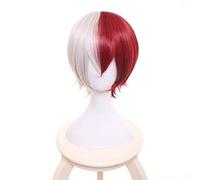 My Boku no Hero Academia So Todoroki Shouto Short Sliver White And Red Heat Resistant Cosplay Costume Wig+Hairnet