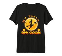 My Boxer Dog Rides Shotgun Witch Broom Funny Halloween Camiseta Premium