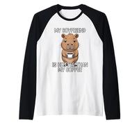 My Boyfriend Is Hotter Than My Coffee Camiseta Manga Raglan