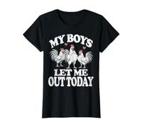 My Boys Let Me out Today Chicken Mom Funny Camiseta gráfica económica, Mujer, Negro, S