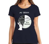 My Brain 85% Panicking Cute Bunny Anxiety Funny Gift - Camiseta para mujer, azul marino, M