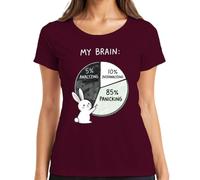 My Brain 85% Panicking Cute Bunny Anxiety Funny Gift - Camiseta para mujer, granate, L