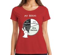 My Brain 85% Panicking Cute Bunny Anxiety Funny Gift - Camiseta para mujer, rojo, L