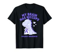My Brain Has Hiccup Epilepsy Awareness Dino Purple Ribbon Camiseta