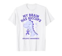 My Brain Has Hiccup Epilepsy Awareness Dino Purple Ribbon Camiseta