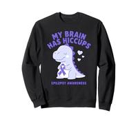 My Brain Has Hiccup Epilepsy Awareness Dino Purple Ribbon Sudadera