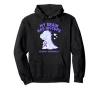 My Brain Has Hiccup Epilepsy Awareness Dino Purple Ribbon Sudadera con Capucha