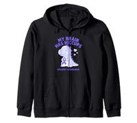My Brain Has Hiccup Epilepsy Awareness Dino Purple Ribbon Sudadera con Capucha
