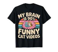 My Brain Is 90% Funny Cat Videos Memes Felinos Camiseta