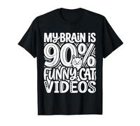 My Brain Is 90% Funny Cat Videos Memes Felinos |- Camiseta
