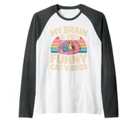 My Brain Is 90% Funny Cat Videos Memes Felinos Camiseta Manga Raglan