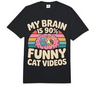 My Brain Is 90% Funny Cat Videos Memes Felinos Comfort Colors Adult Heavyweight T-Shirt