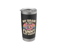 My Brain Is 90% Funny Cat Videos Memes Felinos Vaso térmico de acero inoxidable de doble pared
