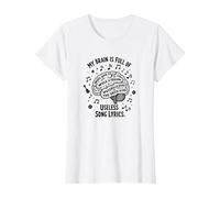 My Brain Is Full of Useless - Camiseta para Amantes de la música Camiseta, Mujer, Blanco, M
