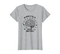 My Brain Is Full of Useless - Camiseta para Amantes de la música Camiseta, Mujer, Gris Jaspeado, XL