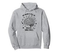 My Brain Is Full of Useless - Camiseta para Amantes de la música Sudadera con Capucha, Unisex para Adultos, Gris Jaspeado, XXL
