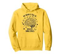 My Brain Is Full of Useless - Camiseta para Amantes de la música Sudadera con Capucha, Unisex para Adultos, Limón, L