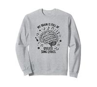 My Brain Is Full of Useless - Camiseta para Amantes de la música Sudadera, Unisex para Adultos, Gris Jaspeado, XXL