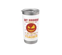 My broom broke So Now I Am A Full Time Teacher Halloween Vaso térmico de acero inoxidable de doble pared