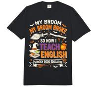 My Broom Broke So Now I Teach English Funny Halloween Comfort Colors Adult Heavyweight T-Shirt