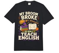 My Broom Broke So Now I Teach English Funny Halloween Comfort Colors Adult Heavyweight T-Shirt
