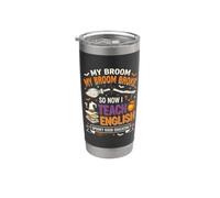 My Broom Broke So Now I Teach English Funny Halloween Vaso térmico de acero inoxidable de doble pared